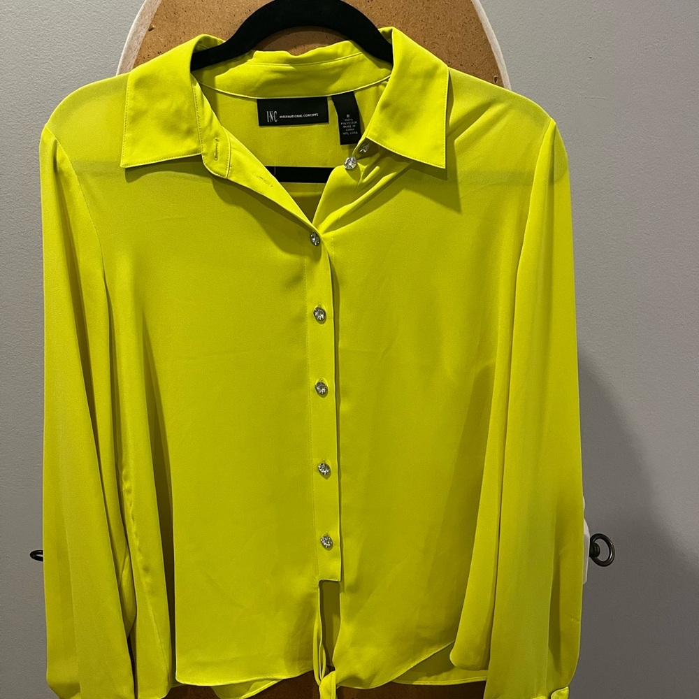 INC International Concepts Neon Yellow Button-Down Shirt